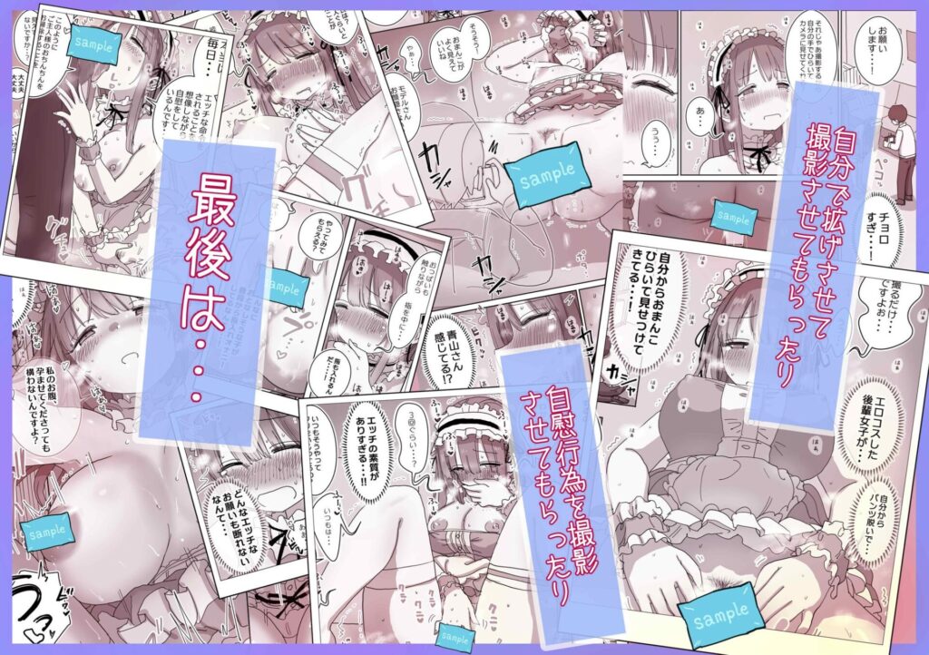 タイトルは「頼めばコスプレハメ撮り生えっちさせてくれる写真部後輩の青山さん」。サークル名は、もちろんひやしまくら。